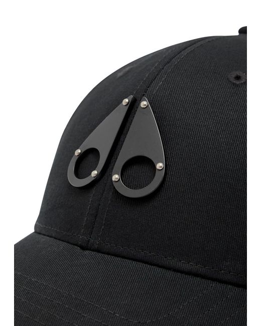 Moose Knuckles Black Logo Cotton Cap for men