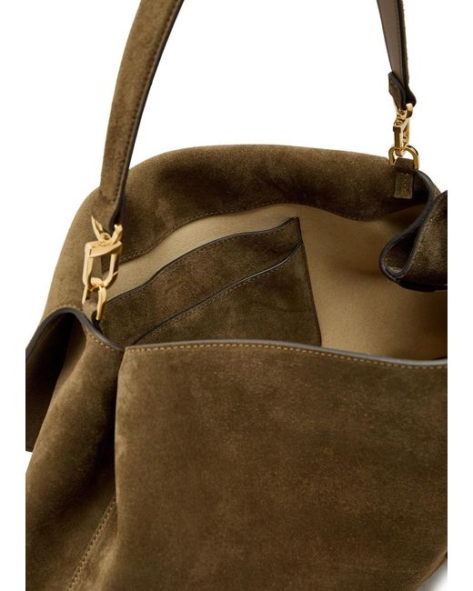 Totême Brown T-Lock Suede Top Handle Bag