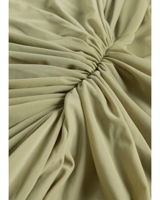 Ronny Kobo Green Enid Ruched Tissue Jersey Maxi Dress