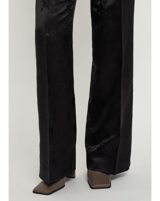 Gabriela Hearst Black Norman Floral-Jacquard Silk Trousers