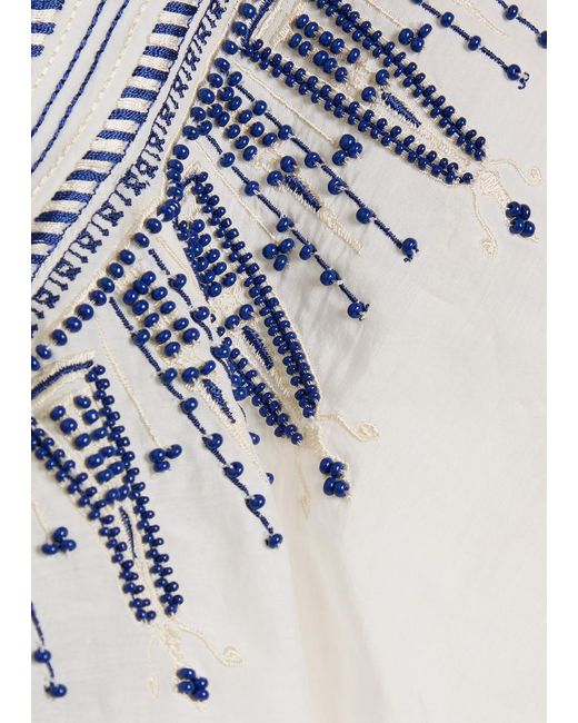 Emporio Sirenuse White Illizia Embroidered Cotton-Blend Blouse