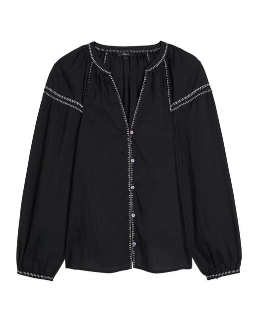 Rails Black Vasia Whip-Stitch Woven Blouse