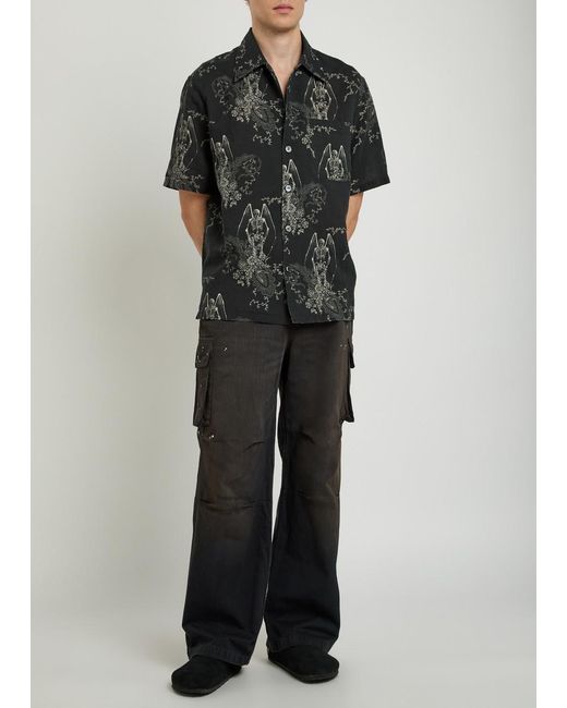 Our Legacy Black Every Printed Cotton-Blend Shirt for men