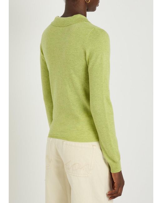 Damson Madder Green Voula Wool And Cashmere-Blend Cardigan