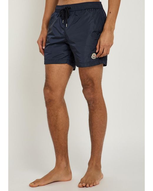 Moncler Blue Logo Shell Swim Shorts for men