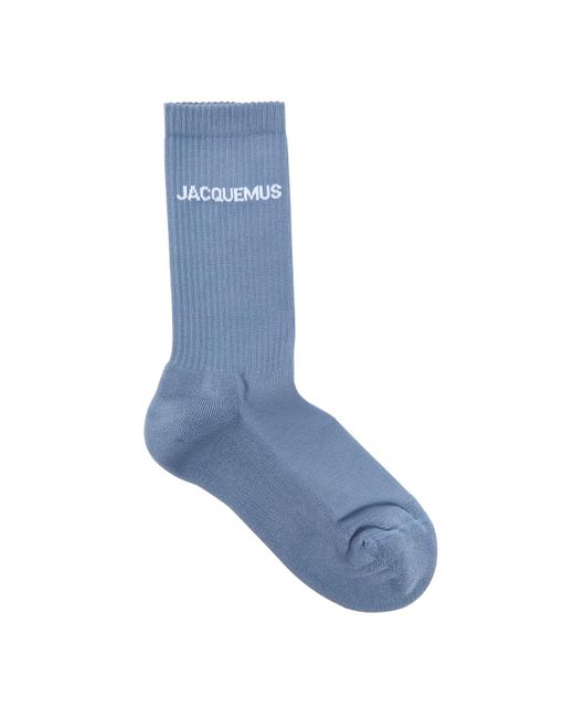 Jacquemus Blue Les Chaussettes Logo Cotton-Blend Socks, Socks