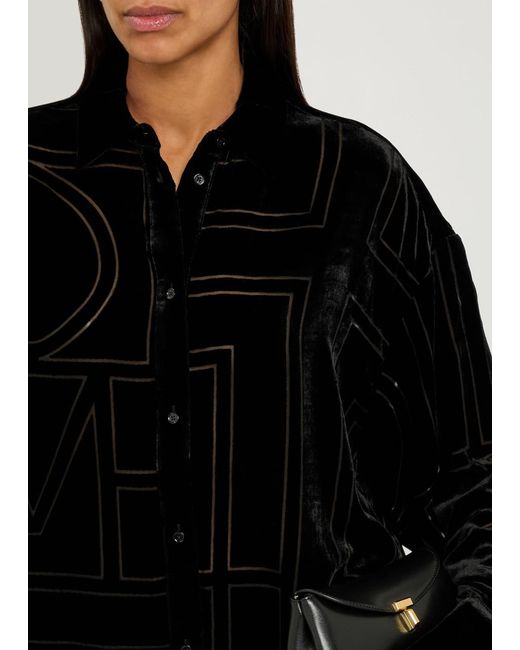 Totême  Black Monogram Devore Shirt