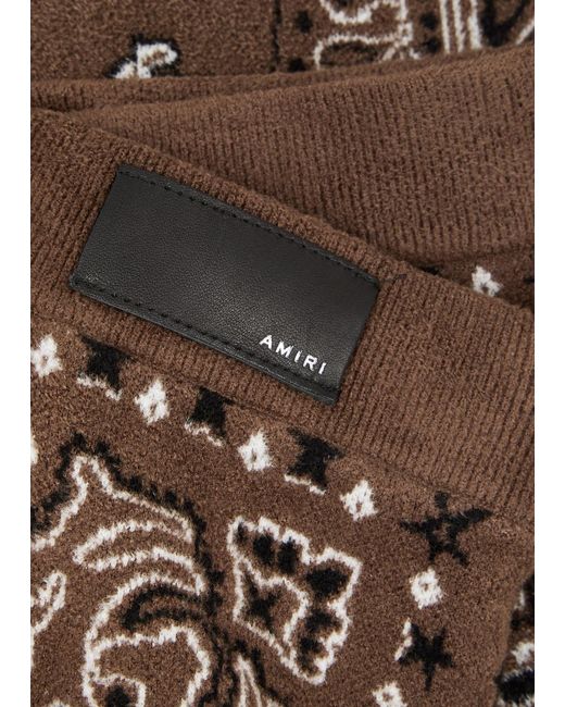 Amiri Brown Bandana-intarsia Flared Knitted Trousers