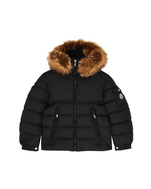Moncler Black Kids New Byron Faux Fur-Trimmed Quilted Shell Jacket ()