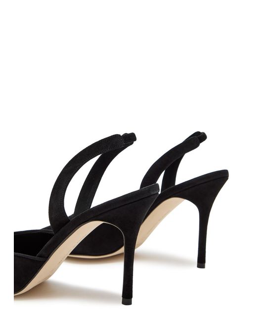 Manolo Blahnik Black Borelapla 90 Suede Slingback Pumps