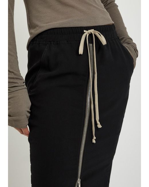 Rick Owens Black Drawstring Silk-Georgette Midi Skirt