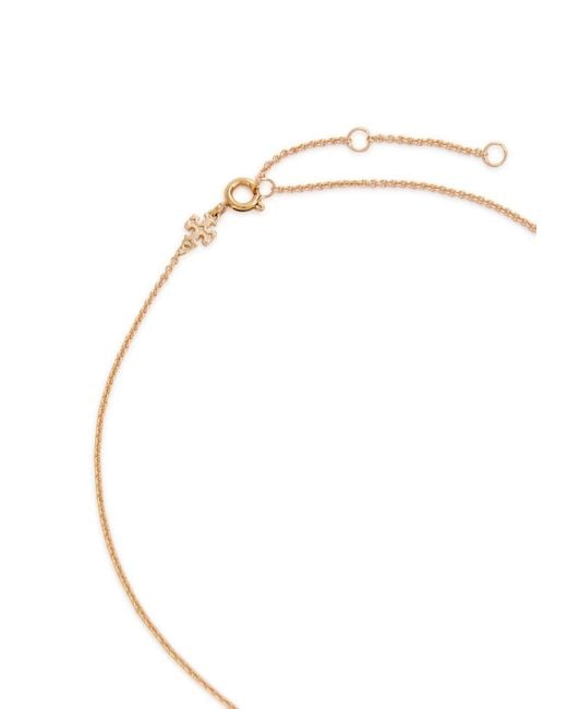 Tory Burch Metallic Forget Me Not Floral Pavé 18Kt-Plated Necklace