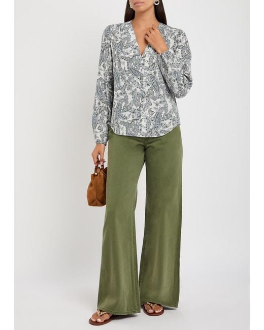 Veronica Beard Gray Farah Printed Silk-Blend Blouse