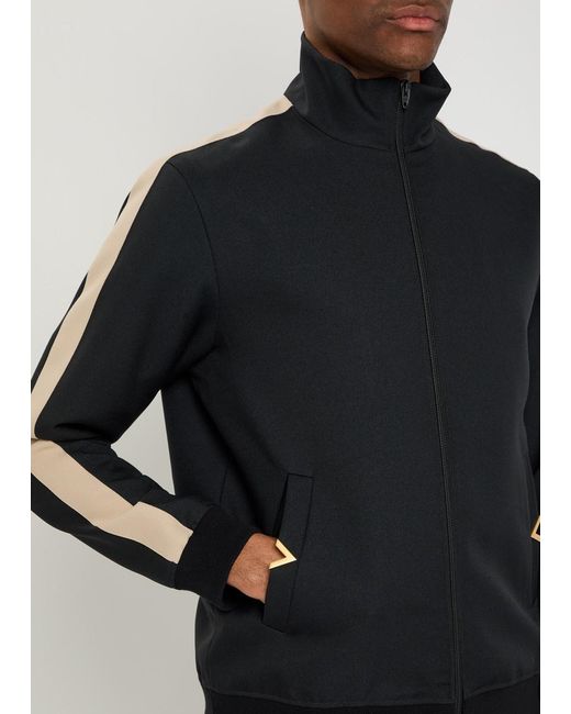 Valentino Garavani Black Panelled Jersey-Twill Track Jacket for men