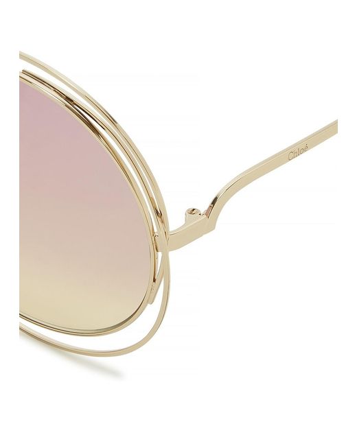 Chloé Pink Carlina-Tone Round-Frame Sunglasses, Designer Sunglasses