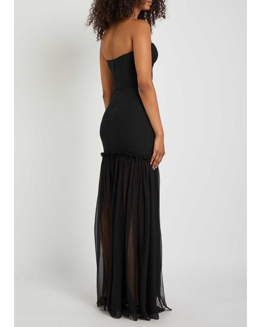 Nensi Dojaka Black Colour-Blocked Stretch-Crepe Maxi Dress
