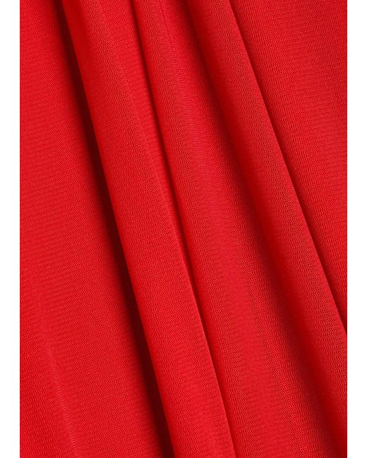 Staud Red Liliana Strapless Stretch-Mesh Maxi Dress