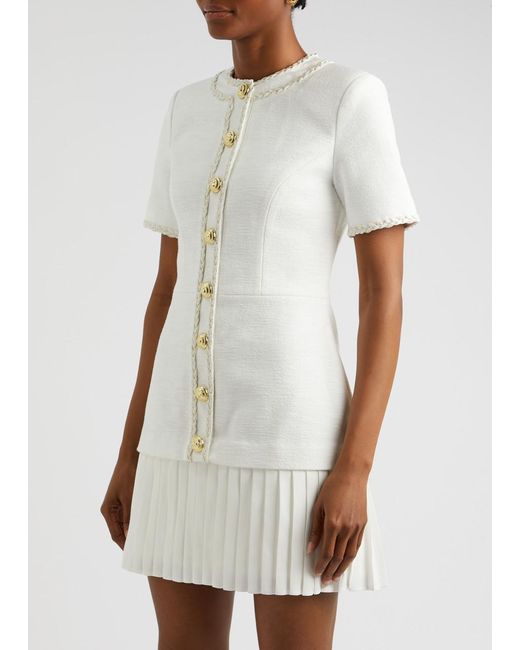 Rebecca Vallance White Clarisse Bouclé Cotton-Blend Mini Dress