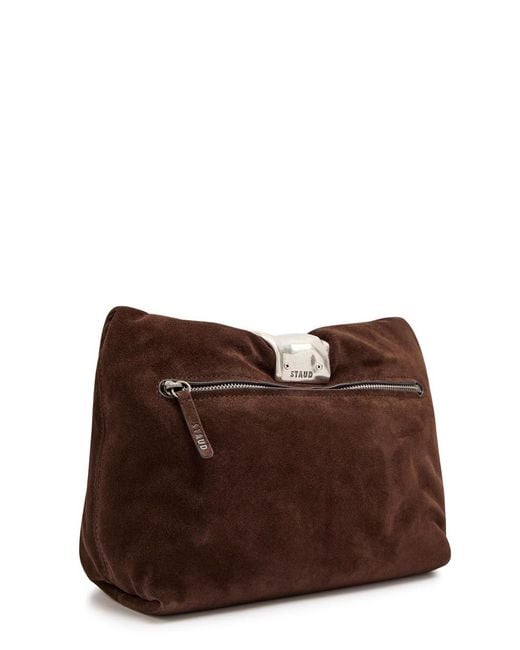 Staud Brown Cuff Suede Clutch