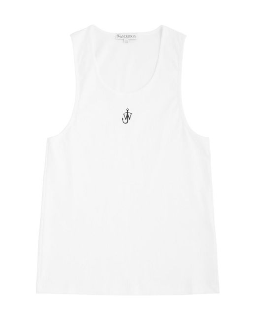 J.W. Anderson White Logo-Embroidered Stretch-Cotton Vest for men