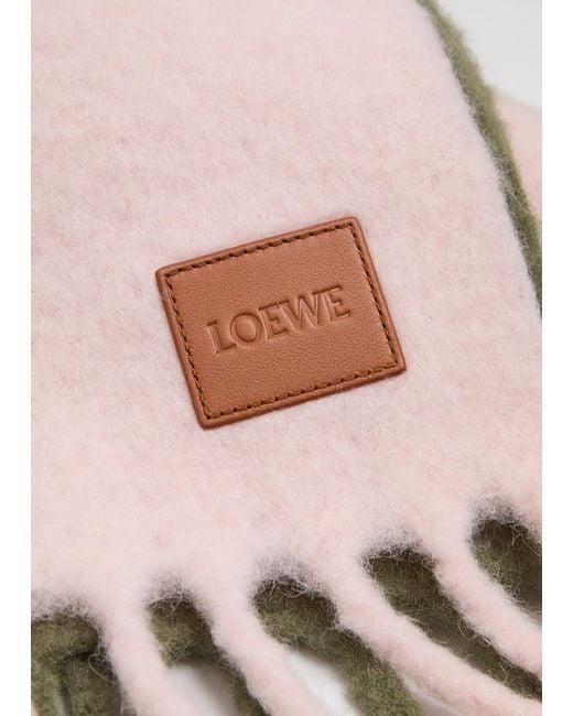 Loewe Pink Colour-Blocked Brushed Alpaca-Blend Scarf