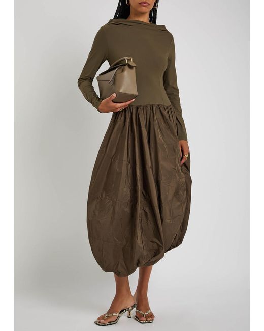 High Brown Audacious Stretch-Jersey And Shell Midi Dress