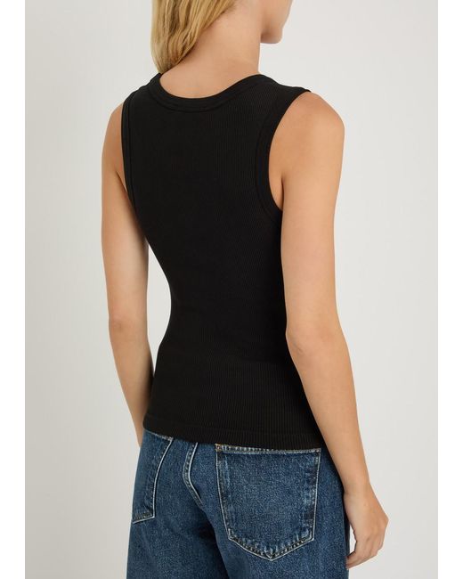 Agolde Black Poppy Ribbed Cotton-Blend Tank