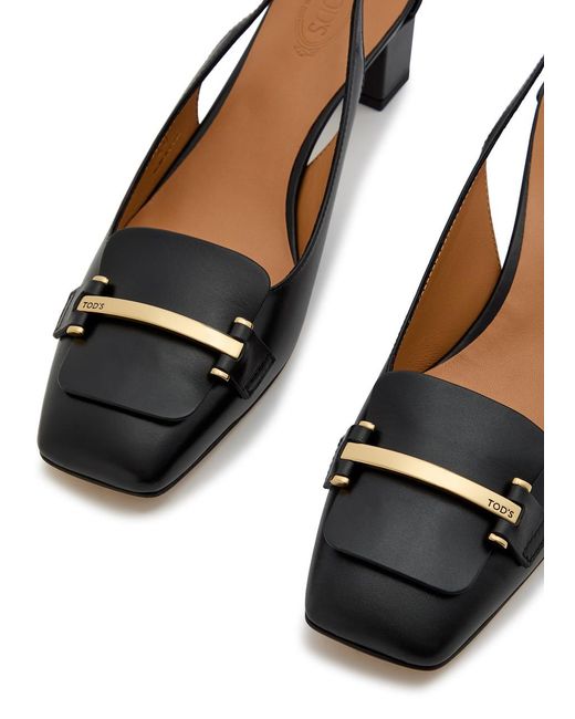 Tod's Black Leather Slingback Pumps