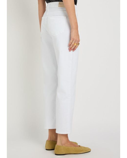 PAIGE White Mason Straight-Leg Stretch-Denim Jeans