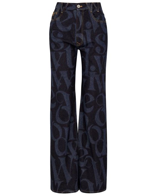Vivienne Westwood Blue Ray Logo-print Wide-leg Jeans