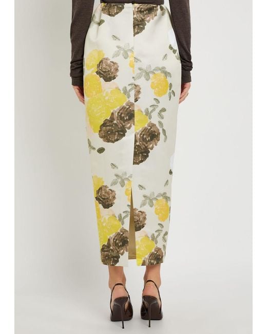 BERNADETTE Metallic Damian Floral-Print Midi Skirt