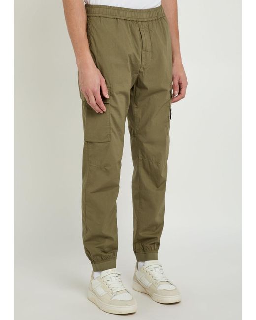 Stone Island Green Stretch-Cotton Cargo Trousers for men