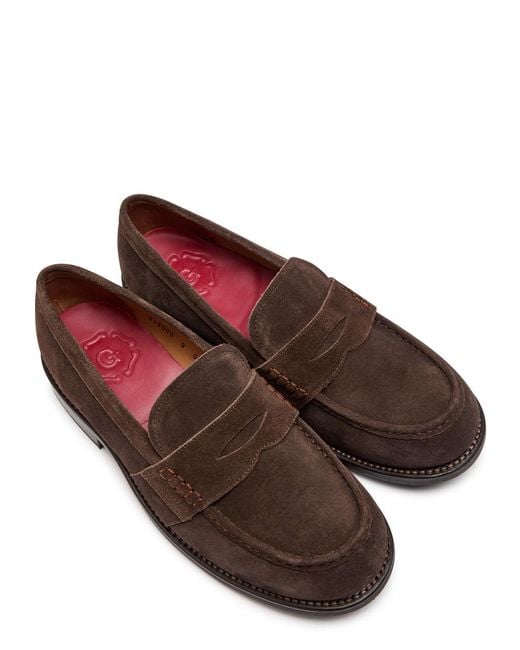 GRENSON Brown Nate Suede Loafers for men