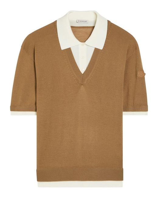 Moncler Brown Layered Wool Polo Top