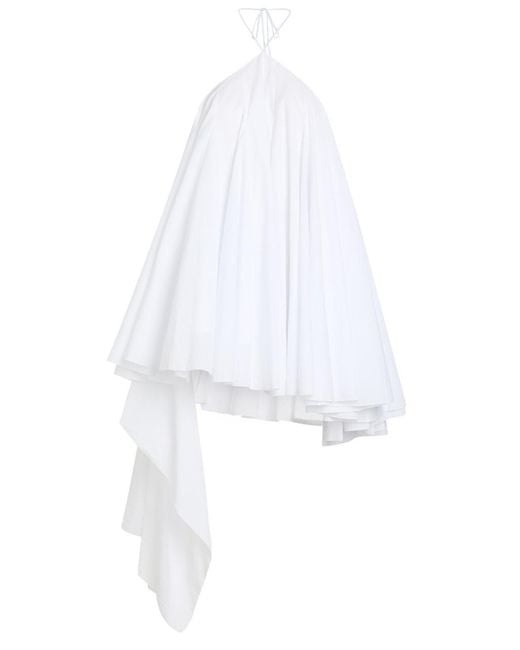 Jacquemus White La Triangle Courte Asymmetric Cotton-Blend Mini Dress