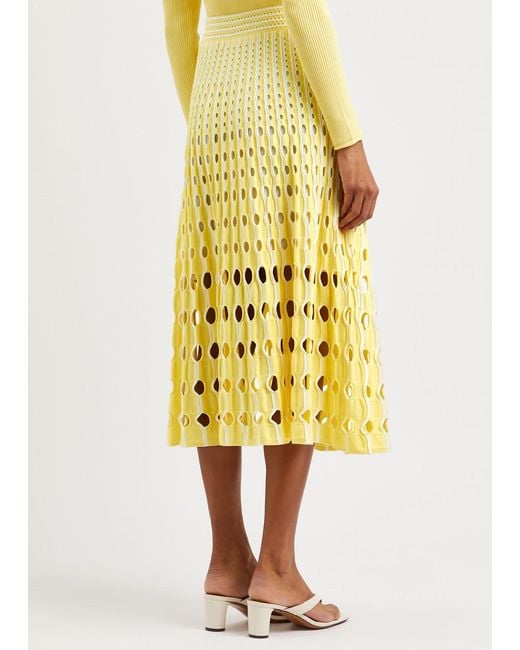 Jonathan Simkhai Yellow Jax Open-knit Midi Skirt