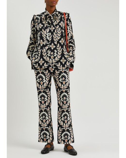 LaDoubleJ Black 24/7 Printed Stretch-jersey Trousers