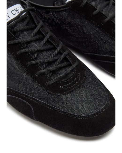 Jimmy Choo Black Sunny Panelled Lace Sneakers