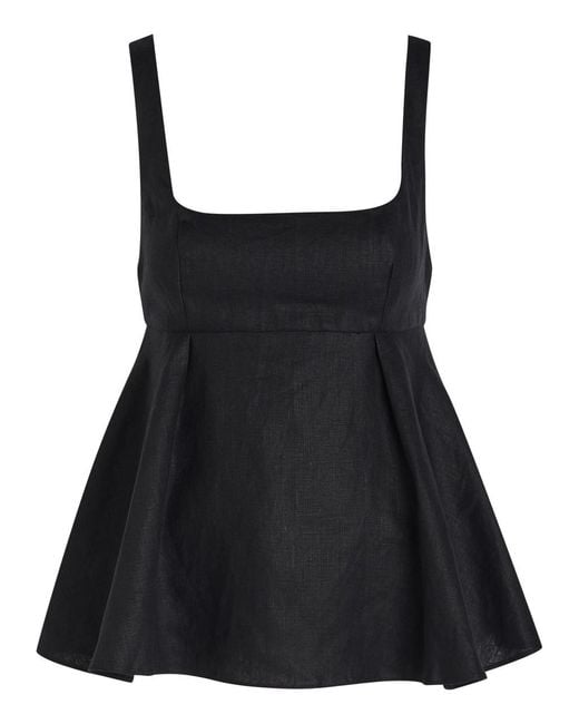 Faithfull The Brand Black Ellie Linen Top