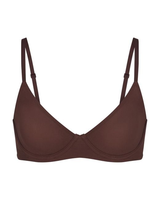 Skims Brown Unlined Stretch-Jersey Demi Bra