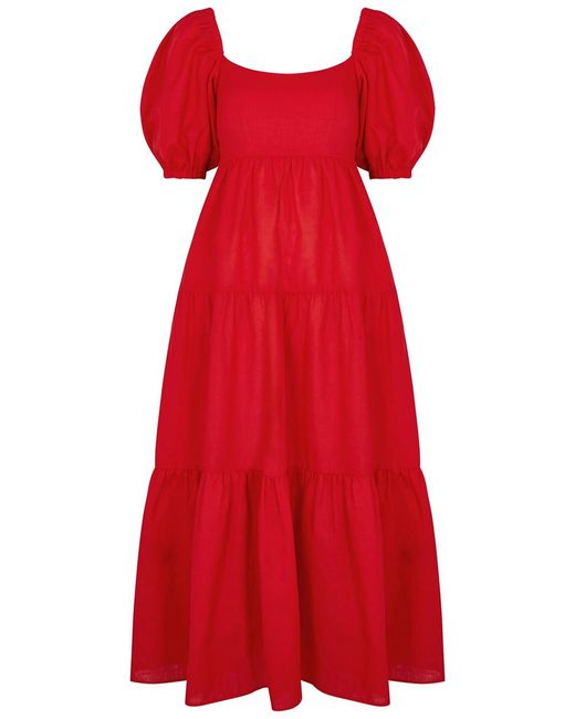 Kitri Red Gianna Linen-Blend Maxi Dress