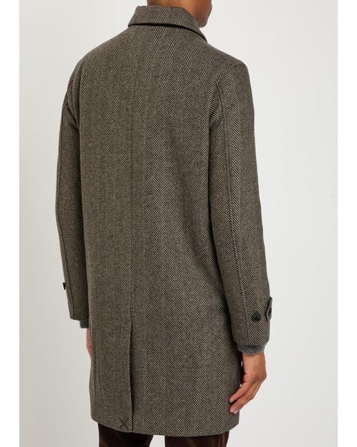PAIGE Gray Brunetti Herringbone Wool-Blend Coat for men