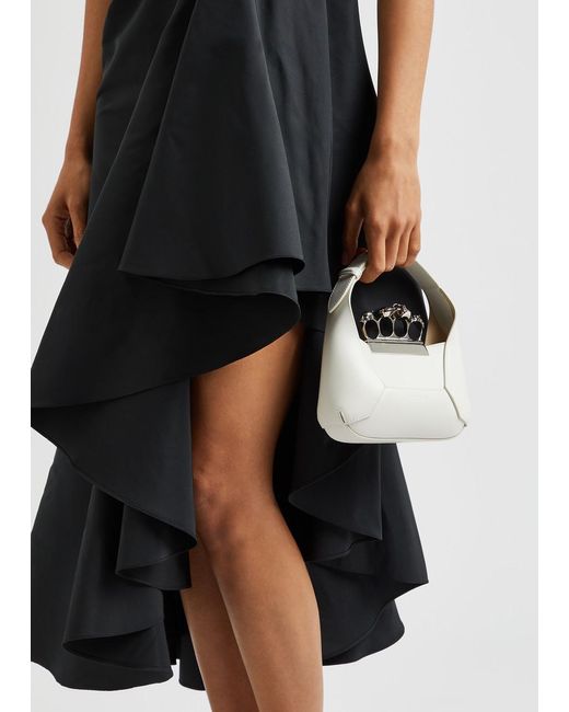 Alexander McQueen Gray The Jewelled Hobo Mini Leather Top Handle Bag
