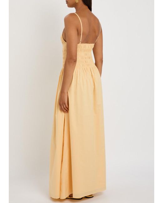 Faithfull The Brand Natural Laia Shirred Cotton Maxi Dress