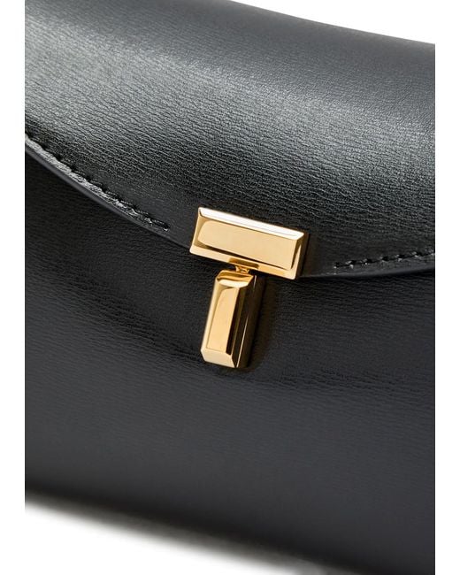 Totême Black T-Lock Mini Leather Clutch