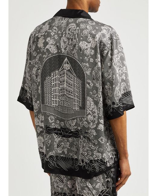 Acne Black Sowen Printed Satin Shirt for men