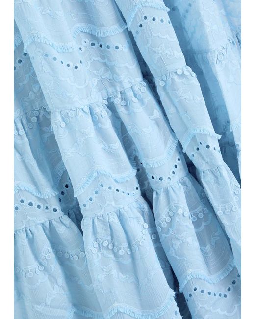 Lug Von Siga Blue Donna Ruffled Cotton-Blend Maxi Dress