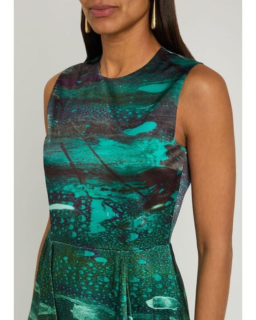 Roksanda Green Tera Printed Silk Midi Dress