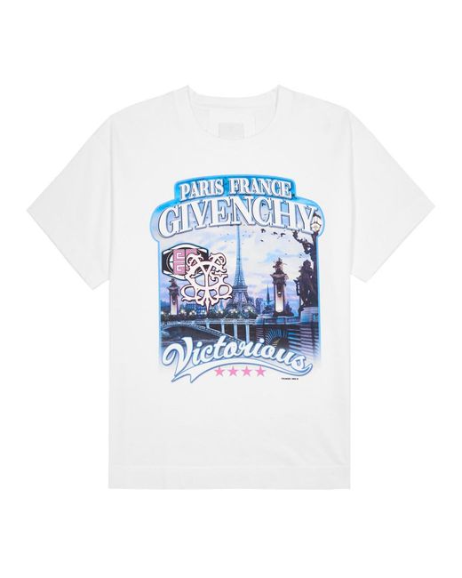 Givenchy Blue World Tour Printed Cotton T-shirt for men