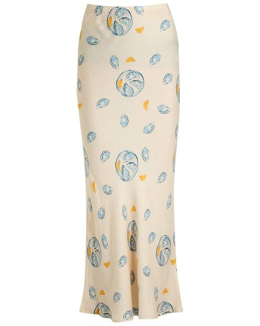 Never Fully Dressed Natural Oyster Doris Satin Midi Skirt